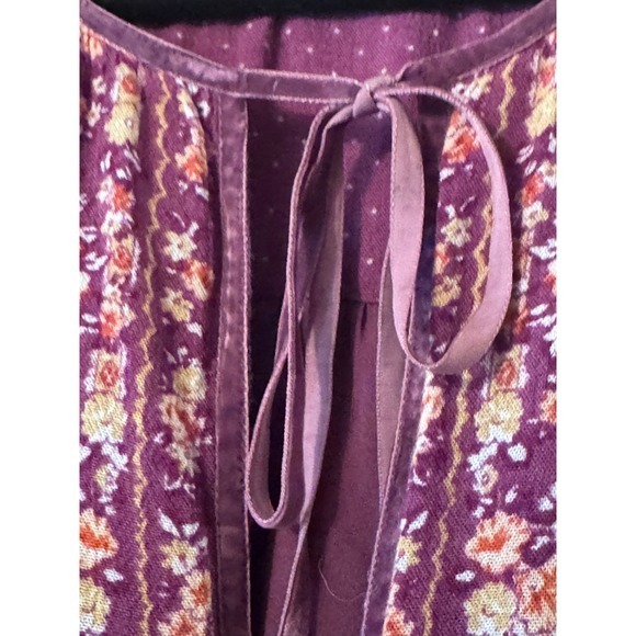 Free People Boho Purple Floral Print Long Sleeve Mini Dress Festival Hippie Chic - Picture 5 of 11